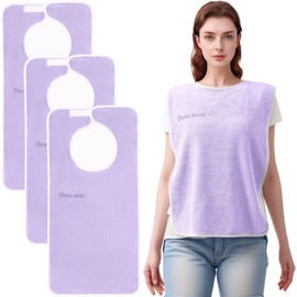 Bedvcaty Ultra-Soft Premium Adult Bibs – Super Absorbent, Durable No-Shed Microfiber Food Bibs Clothing Protector for Elderly, Adult, Dining (3Purple)