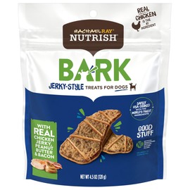 Nutrish Rachael Ray Bark Jerky-Style Dog Treats with Real Chicken Jerky, Peanut Butter & Bacon, 4.5 Ounce (Pack of 5)