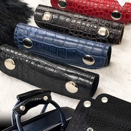 Yurosiay Pack of 2 Leather Handbag Handles Protection Removable Bag Handle Covers Soft Leather Handbag Handle Wraps Cover with Press Stud Luggage Handle Wrap Bag Handles Case 13 x 10 cm Black