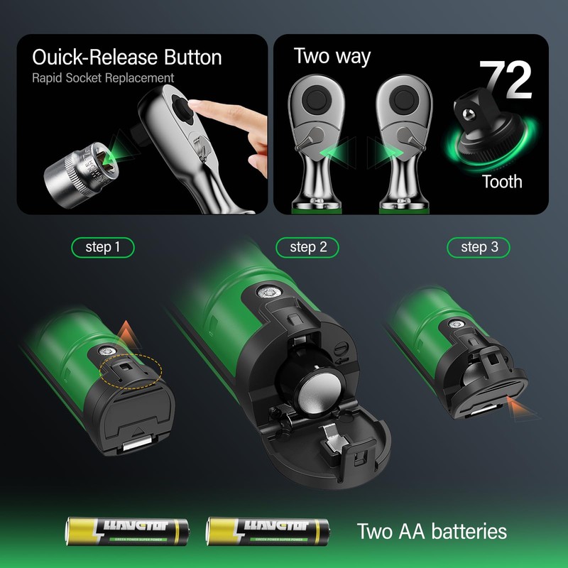 LLAVETOR Digital Torque Wrench 3/8, 2.2-44.3 Ft-lbs/3-60 N.m, ±2％ Torque