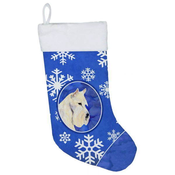 Scottish Terrier Winter Snowflakes Holiday Christmas Stocking SS4668-CS