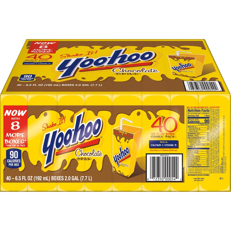 Yoo-hoo Chocolate Flavored Drink, 6.5 fl oz Boxes 40 Pack,