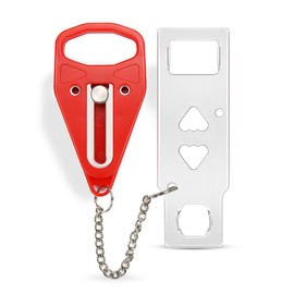 Rerishom Portable Door Lock Extra Lock for Additional Privacy and Safety in Home, Hotel, Apartment, AirBNB - Red