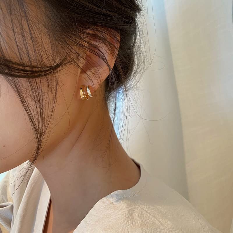 Hoop Earrings, Metal, Women's, Popular, 14k Gold, Resin Non-Pierced Earrings,