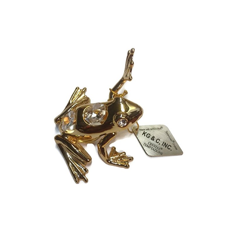 24K Gold Plated Frog with Austrian Crystals 2.5 inches