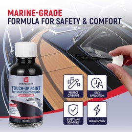 Boat Paint Black Touch Up Pen High-Gloss Boat Scratch Repair for Boats, Wood, Fiberglass, Aluminum, Metals Marine Topside Bottom Enamel Marine Repair Water-Based 30ml