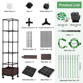 Lezmarket 1Pack Raised Garden Bed Planter Box with Trellis, Self Watering Tomato Planter Cage with Trellis, Plant Ties for Cucumber, Climbing Plant, Vegetable, Outdoor Tomato Pot for Patio, Garden