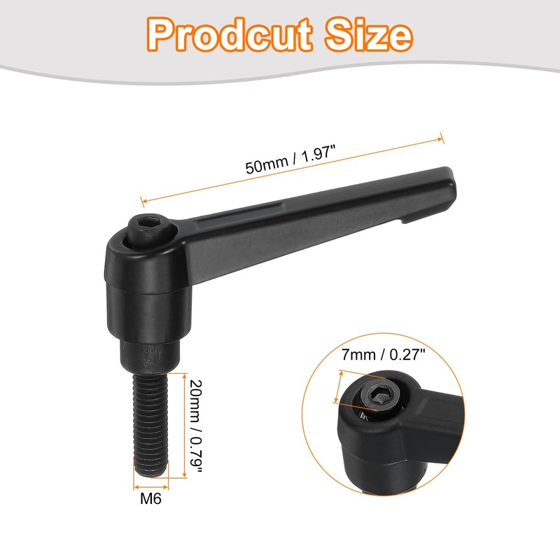 uxcell 1Pcs M6 x 20mm Adjustable Knobs Handle Male Thread