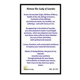 Gifts by Lulee, LLC Our Lady of Lourdes Blessed Novena Prayer Gold Embossed Italian Prayer Card