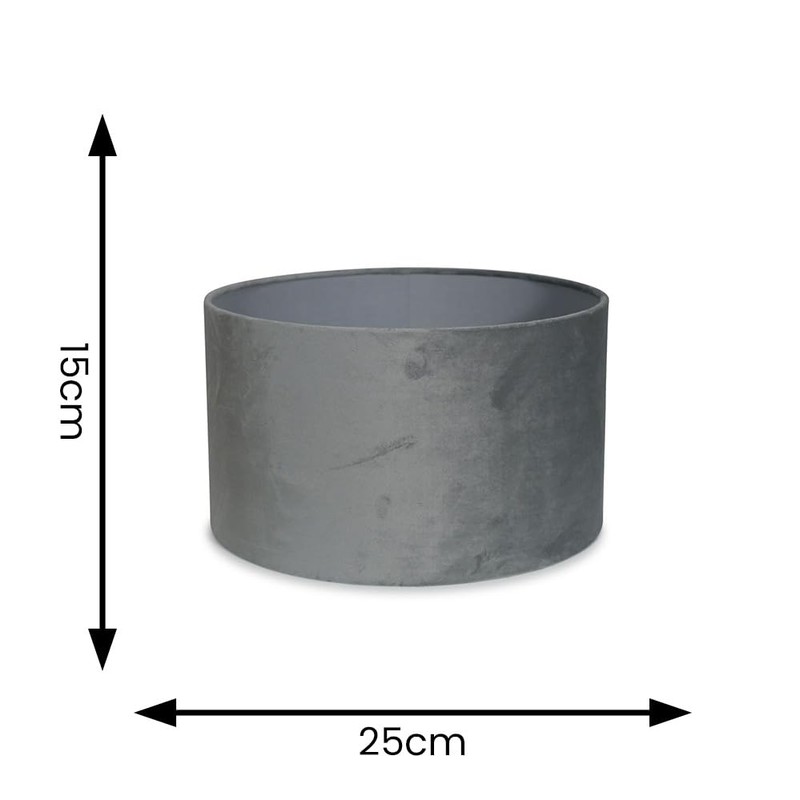 MiniSun | Small Modern Grey Velvet Drum Light Shade |