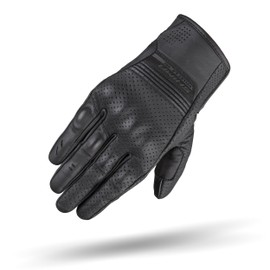 SHIMA BULLET Motorcycle Gloves Men's Leather Short Summer Motorcycle Gloves Protection Touchscreen City Leather Gloves Motorcycle Ventilated Reinforced Perforated Lightweight (Men, Black, XL)