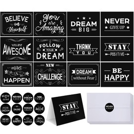 Outus 24 Set Motivational Greeting Cards with Envelopes Inspirational Note Postcards Bulk with Stickers Positive Affirmations Cards for Graduation College Colleague Office Birthday Party Supplies