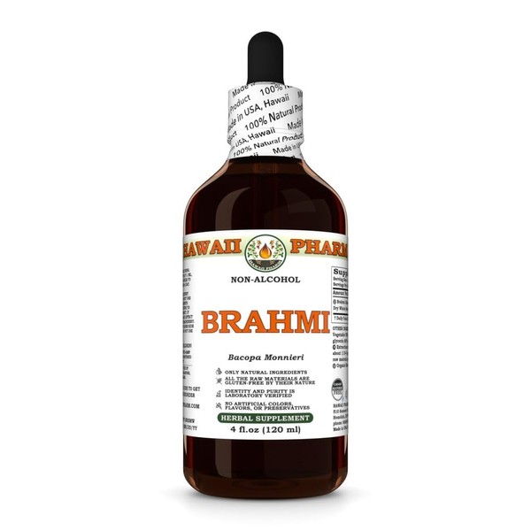 Hawaii Pharm Brahmi Alcohol-Free Extract, Glycerite for Cognitive Function and