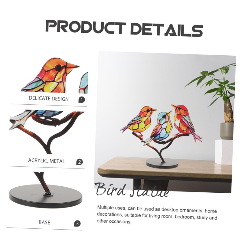 Gatuida Decorative Bird Sculpture Creative Metal Bird Figurine with Base