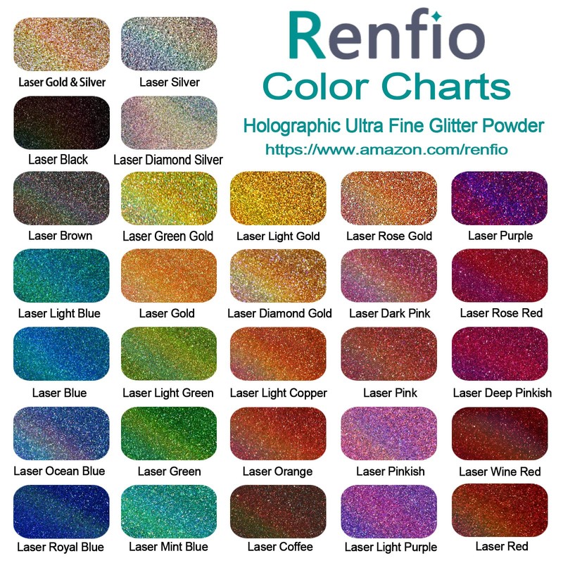 Renfio Holographic Ultra Fine Glitter Powder Metallic Resin Glitter 2.11