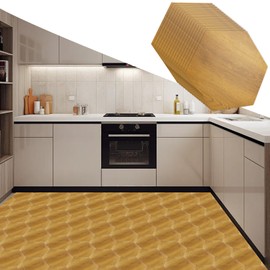 Acrux7 36 Pack Hexagon Peel and Stick Floor Tiles Self Adhesive Water Proof Vinyl Flooring Tile for Kitchen Bathroom Living Room Bedroom, 12.2" x 10.5" Wood Grain Textured