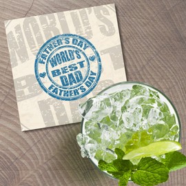 Unbranded Fathers Day Blue 4'' X 4'' Square Wooden Coaster