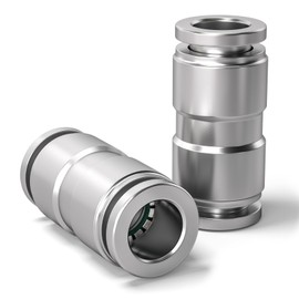 Bwintech 2 pieces 8 mm straight push-to-connect pneumatic fitttog, 2-way statoless quick release PU air ltoe adapter