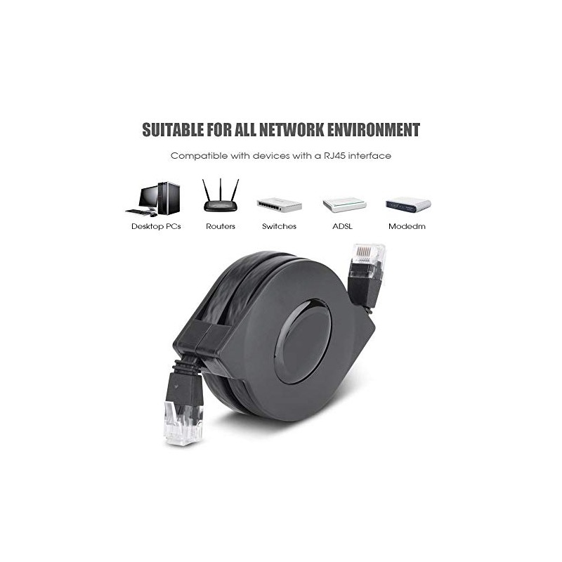 Cable retr¨¢ctil ajustable Cat-6 10 Gigabit Ethernet ultra plano retr¨¢ctil