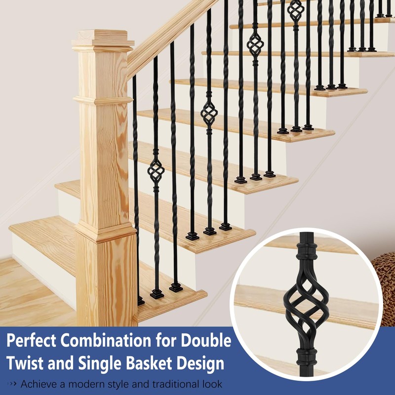 Gyykzz 9 Pack Iron Stair Balusters, 36" Balusters for Staircase