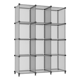 AWTATOS Cube Storage Organizer Closet Storage Cubes Shelves Bookshelf Clothes Organizer DIY Plastic 12 Cube Shelves for Home, Office, Bedroom, Grey ULPZ022