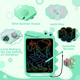 NOBES Kids Toys for 2 3 4 5 6 7 Years Old Boys Girls Gifts, Dinosaur Toys 10 inch Doodle Board, Erasable, Portable, Educational Learning Travel Toys Boy Girl Birthday Christmas Gifts Age 3-8 (Green)