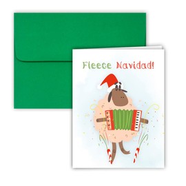 Paper Frenzy Fleece Navidad Sheep Christmas Cards and Envelopes -25 pack, Sheep Fleece Navidad