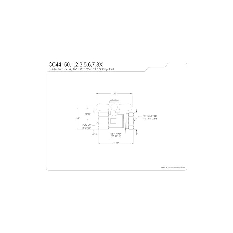 Kingston Brass CC44151X Quarter Turn Valve (1/2" FIP X 1/2"