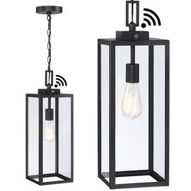 21.5 Inch Dusk to Dawn Outdoor Pendant Light for Porch,Outdoor Ceiling Hanging Light Dusk to Dawn,Exterior Pendant Lights for Entrance,Patio,Front Porch Pendant Light with Photocell Sensor Pendant,E26