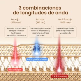 Mascara Led Facial Terapia 5 Colores Cara Rejuvenece Belleza                                                                                          