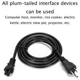 Traovien AC Power Cord, T5 T8 Power Extension Cord, 3 Plug AC Cable, 3 Prong Cable for t8/t5 Integrated led Tube Light, T5 Grow Light Power Cord, 3 Pin Black 1.5M/5Ft