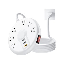 Cruise Power Strip with 3 USB Ports(2 USB A Ports & 1 USB C PD18W), 6 Outlets Plug Extender with 6.56FT Extension Cord, Desktop Charging Station with for Home/Office - White