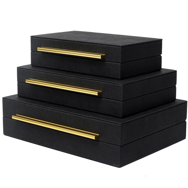 DECOR4SEASON Faux Shagreen Leather Decorative Jewelry Storage Nesting Organizer Boxes