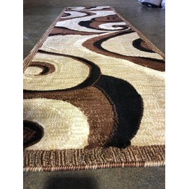 Americana Modern Runner Area Rug Beige Brown Carpet King Design 144 (2 Feet X7 Feet 3 Inch)