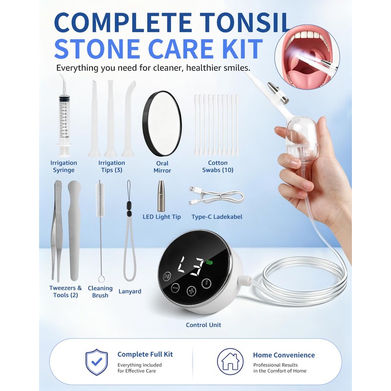 Tonsil Stone Remover, Electric Tonsil Stone Vacuum Removal Kit with