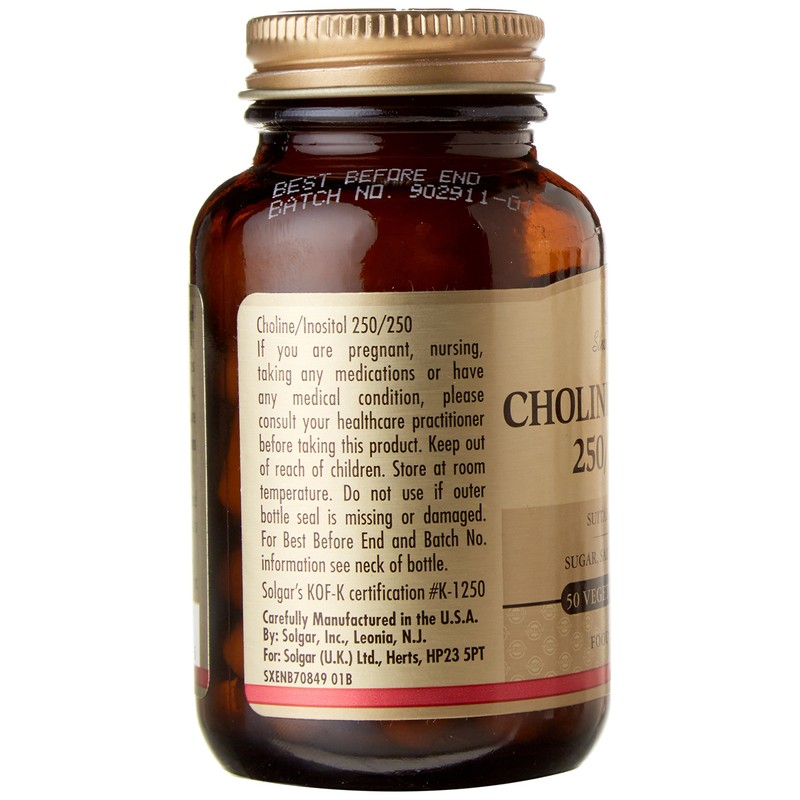 Solgar Choline/Inositol 250/250 mg Vegetable Capsules - 50 Vegicaps