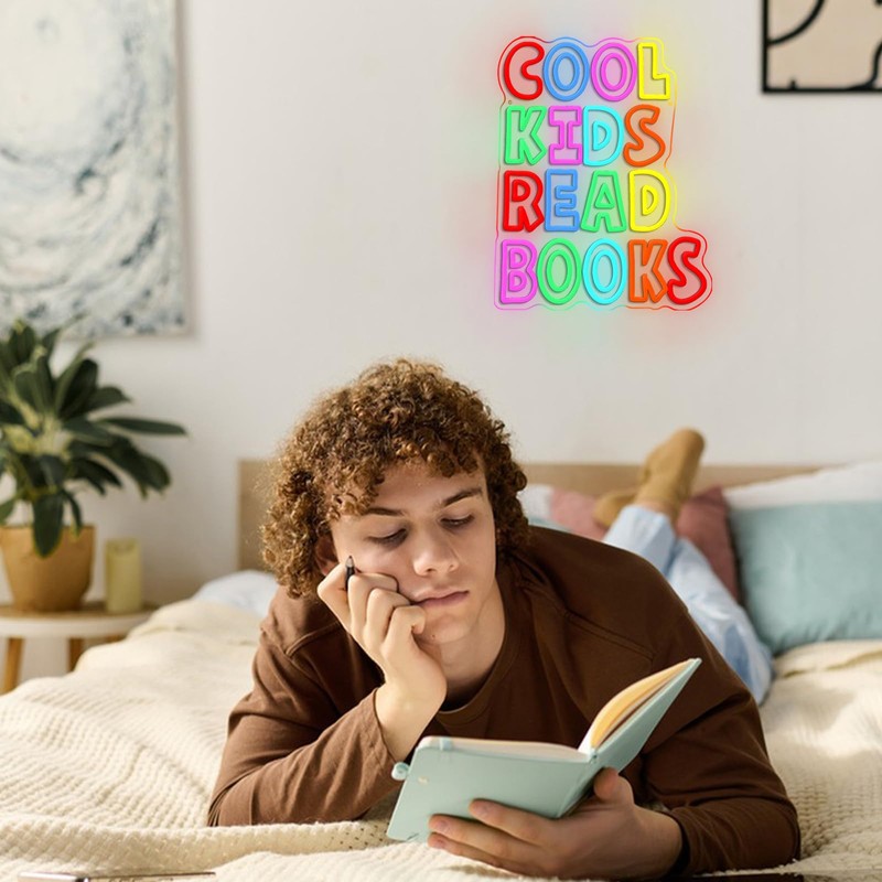 Cool Kids Read Books Neon Sign for Wall Decor Reading