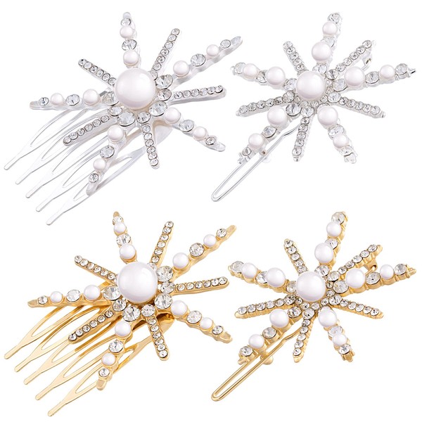 ANCIRS Starlike Pearl Hair Clips & Hair Styling Pins Sparkling Crystal Hair Clips Accessories Luxury Jewelry Diamond Hair Comb Clip for Women & Girls Thick Thin Hair