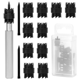 QWORK® Pack of 13 Spot Welding Drill Bits, 3/8 Inch Point Welding Cutter with Hex Shank, for Thin Stainless Steel, Iron, Aluminium Plates