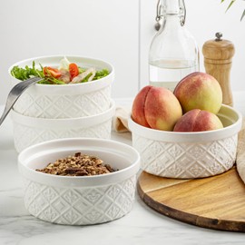 28 Oz Ceramic Bowls Set with Lids Oven Safe, Airtight Food Storage Containers Set of 4, Serving Bowls with Lids for Kitchen, Camping, Office Lunch, Breakfast, Charcuterie Bowls, Meal Prep Containers