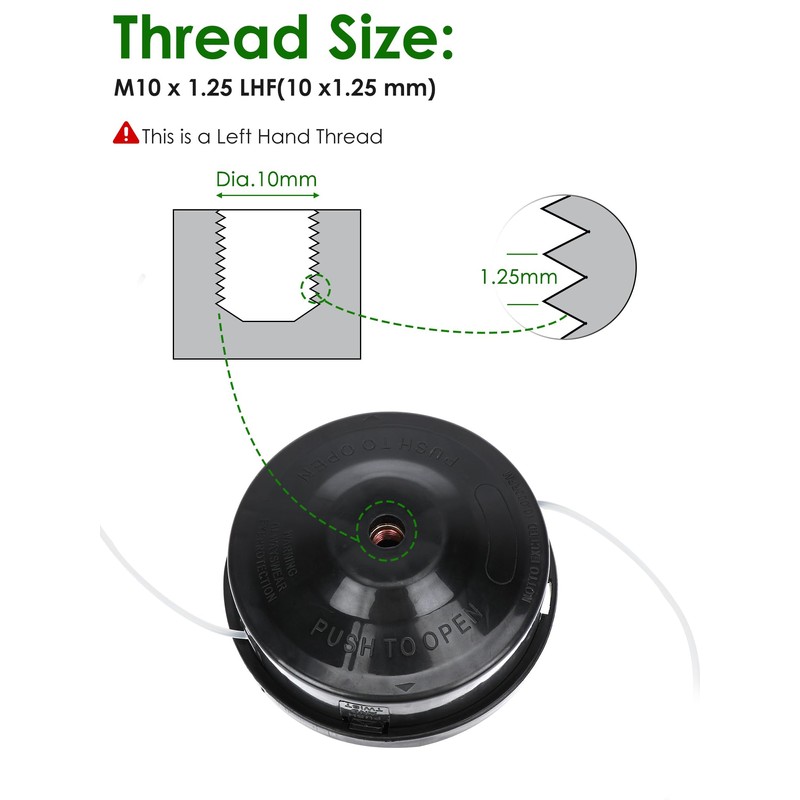 YOUSHARES Trimmer Mower Head M10 x 1.25 for Brush Cutter,