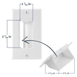 BASEPORT Recessed Cable Wall Plate for Behind Wall Cable Management - White Wall Plate Cable Pass Through with Low Voltage Mounting Bracket to Hide TV Cords for Wall Mount TV, Side Opening, 1 pack