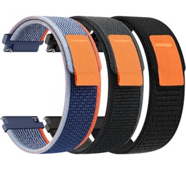 Mugust Pack of 3 Nylon Watch Strap 22 mm 20 mm Strap with Quick Release, Velcro Fastener and Quick Adjustment Watch Straps, Universal 22 mm 20 mm Replacement Strap for Smartwatch Watch Bracelets, 22