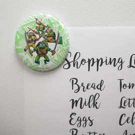 TMNT Mutant Mayhem Group Shot Kitchen Refrigerator Locker Button Magnet - 3" Diameter