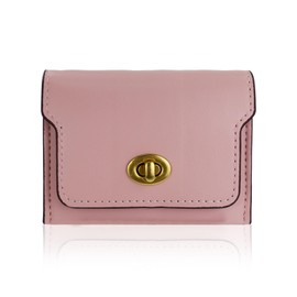 AfitLulu Retro Latch Accordion Wallet for Women, Quick Release Fashion PU Leather Wallet, 3 Pocket Small Ladies Wallet for Coin/Cash/Card (Pink)