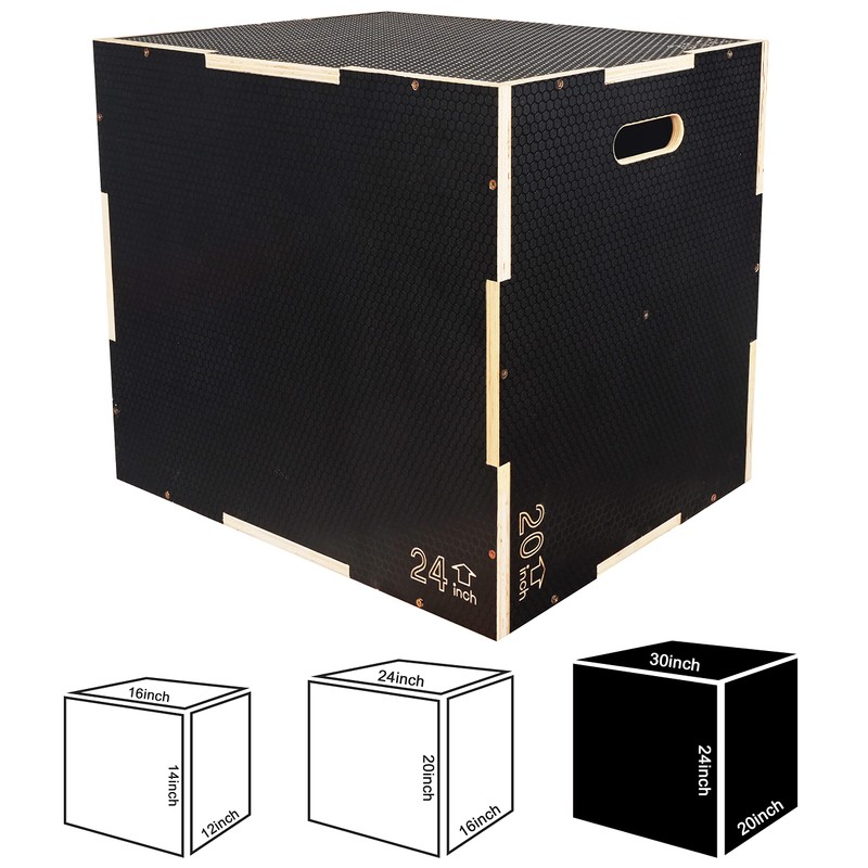 Signature Fitness 3 in 1 Non-Slip Wooden Plyo Box Plyometric