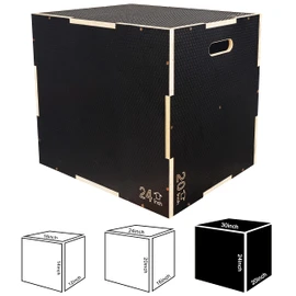 Signature Fitness 3 in 1 Non-Slip Wooden Plyo Box Plyometric Box Jumping Exercise, Multiple Sizes