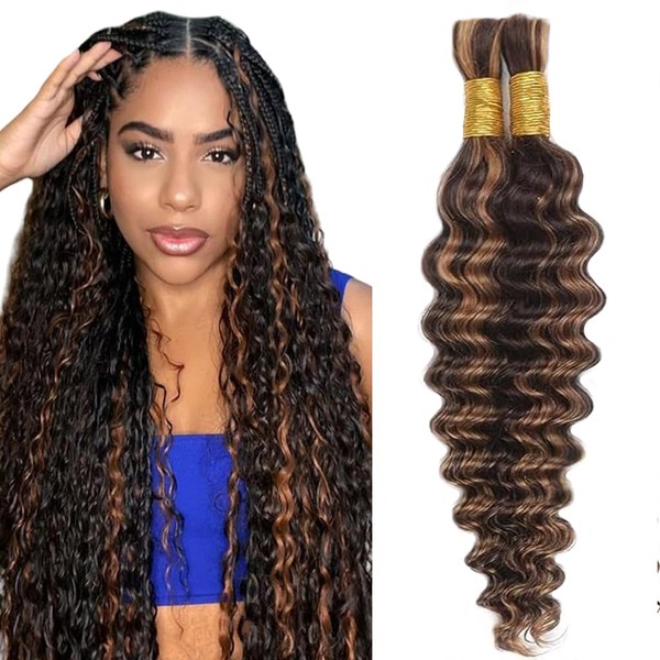 Evaxilc Deep Wave Human Hair for Braiding, Unprocessed, No Weft