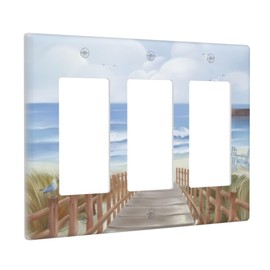 Beach Ocean Triple Rocker Decorative Light Switch Cover Plate
