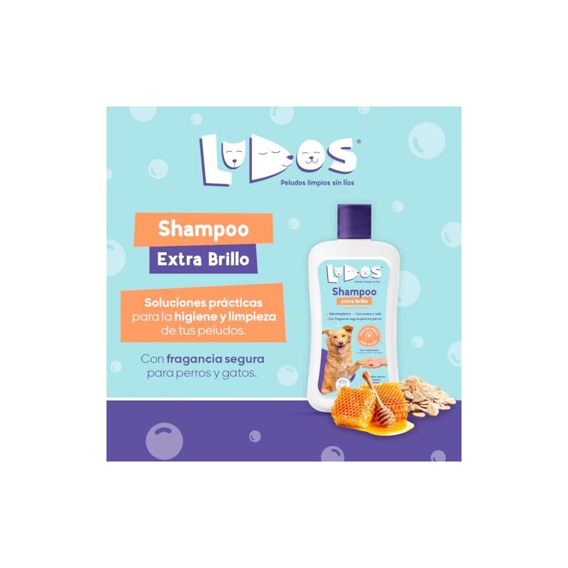 LUDOS Shampoo Extra Brillo para Perro y Gato con Extracto